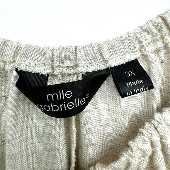 MLLE GABRIELLE 3X Beige Midi Dress Boho Peasant Lagenlook Tassel Tie Ruffle Tier - Picture 6 of 10